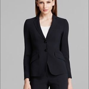 Armani Collezioni Black Virgin Wool Blend Tailored Blazer Jacket Size 12